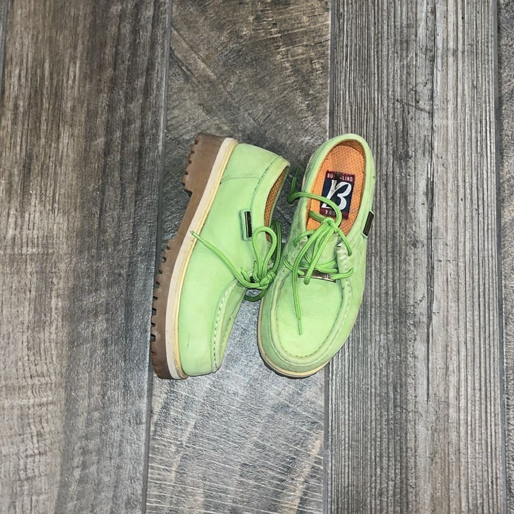 Vintage rustic Buffalino B lime green suede leather wallaby boots